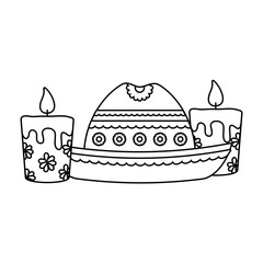 mexican hat and candles over white background, vector illustration