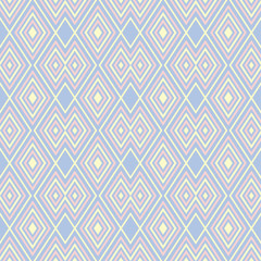 Seamless background with geometric pattern. Pink and beige elements on blue backdrop
