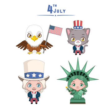 4th of July characters set