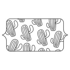 banner with cactus plant pattern over white background, vector illustration