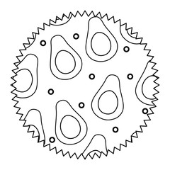 seal stamp with avocados pattern over white background, vector illustration