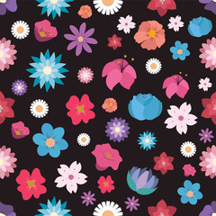 Seamless pattern background with colorful flowers