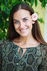 Portrait of beautiful young happy woman