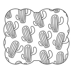 decorative frame with cactus plant pattern over white background, vector illustration
