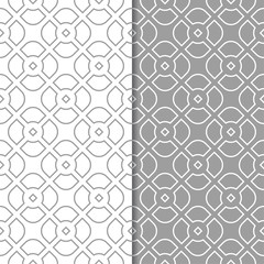 Gray and white geometric set of seamless patterns