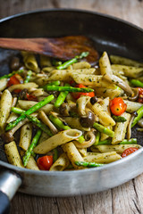 Penne with Musroom and Asparagus in Pesto sauce
