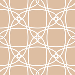 Beige and white geometric ornament. Seamless pattern