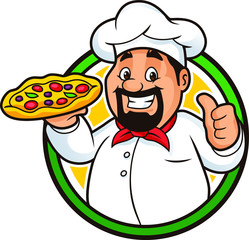 Pizza Chef Mascot Design Vector