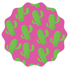 circular frame with cactus plant pattern over white background, vector illustration