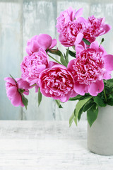 Bouquet of pink peonies.