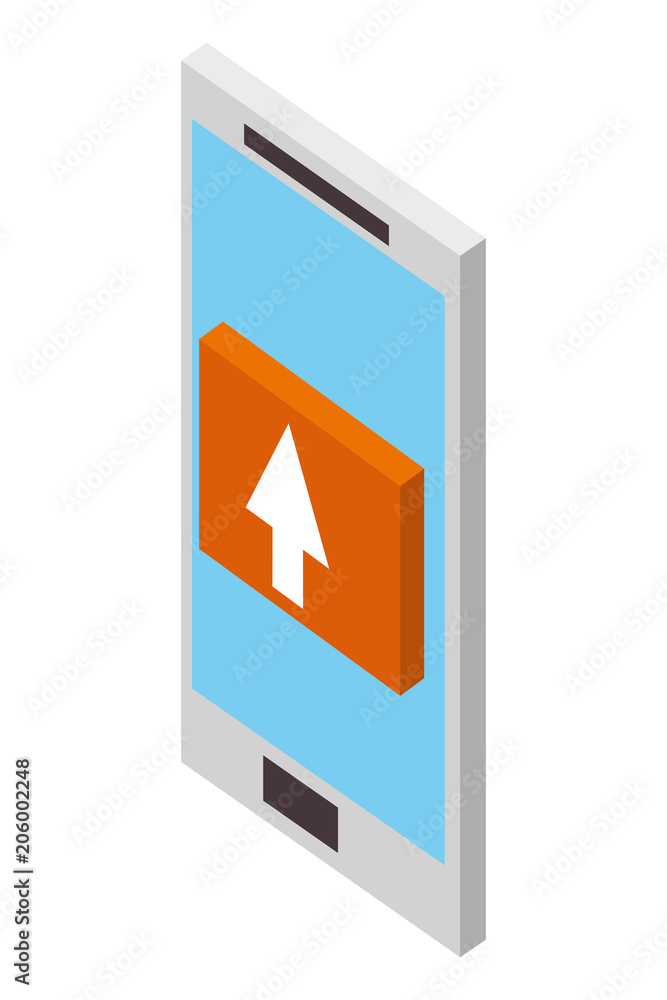 Poster smartphone upload storage data isometric vector illustration