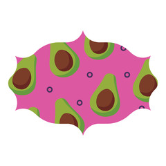 arabic frame with avocados pattern over white background, vector illustration