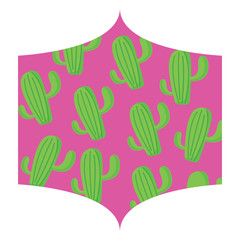 decorative frame with cactus plant pattern over white background, vector illustration