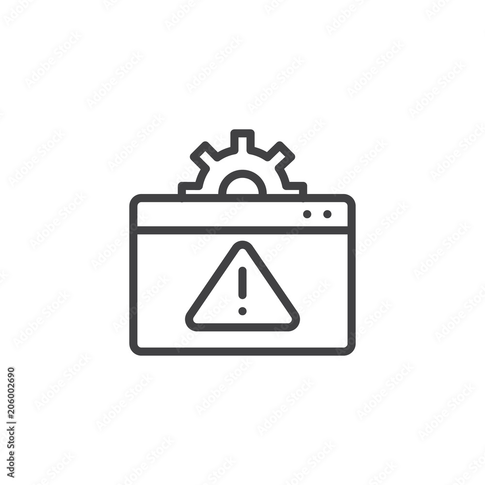 Poster browser setting warning outline icon. linear style sign for mobile concept and web design. browser w
