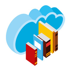 cloud computing collection books isometric vector illustration