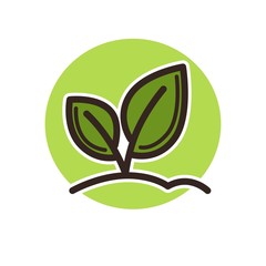 Plant icon with leaves on stems that grow from ground