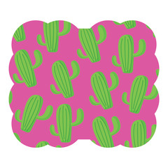 decorative frame with cactus plant pattern over white background, vector illustration