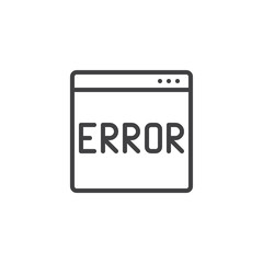 Error browser outline icon. linear style sign for mobile concept and web design. Error computer message simple line vector icon. Symbol, logo illustration. Pixel perfect vector graphics