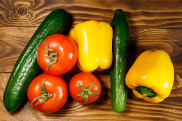Heap of fresh vegetables on the kitchen table