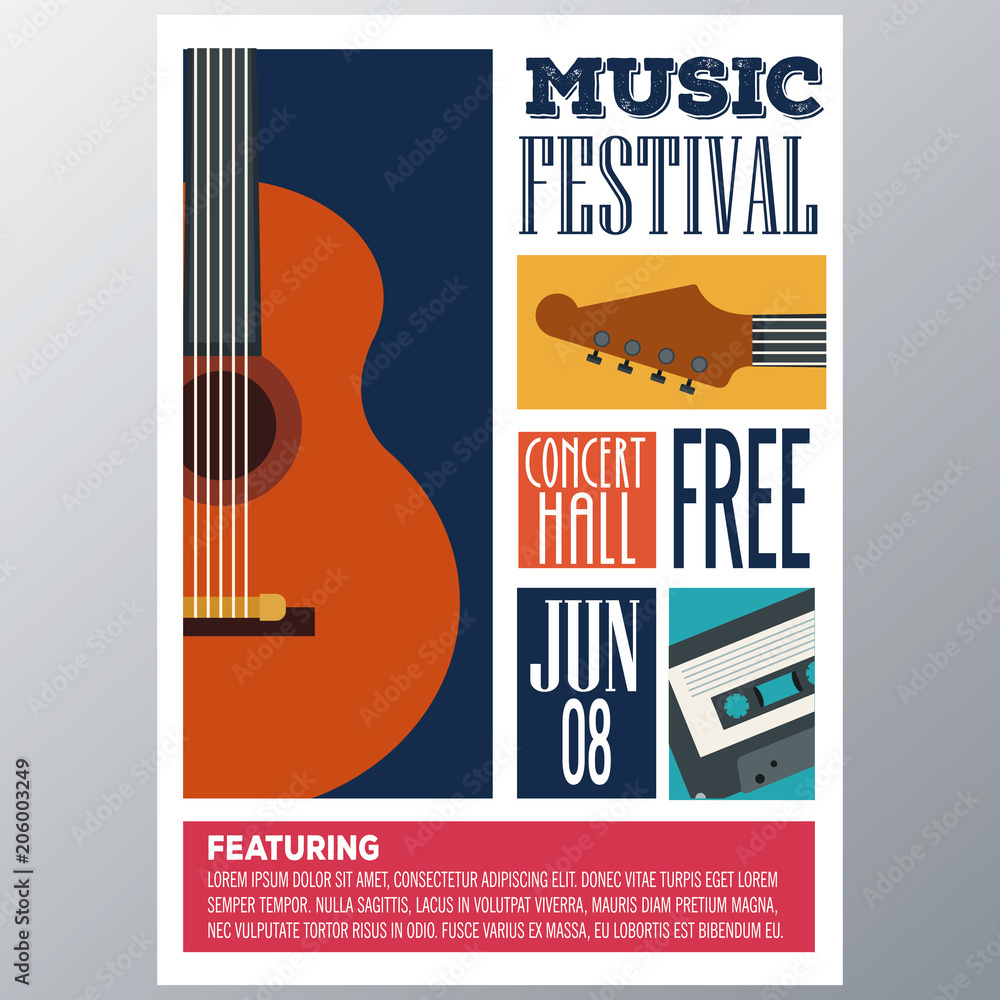 Wall mural music festival concert hall flyer vector illustration graphic design