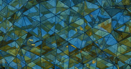 Triangular polygonal layered glass shape 3D rendering