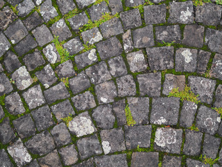 Rock grey road paving texture background of old city