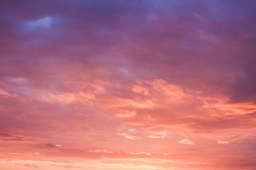 Colorful dramatic sky with cloud at sunset