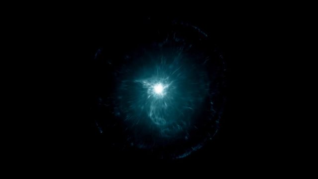blue source of energy in a dark background