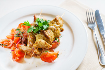 Chicken skewers with vegetables