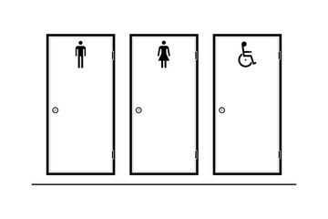 Entrance door for man, woman, wheelchair person,vector illustration
