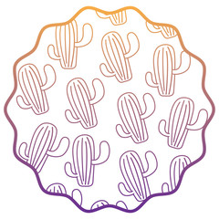 circular frame with cactus plant pattern over white background, vector illustration