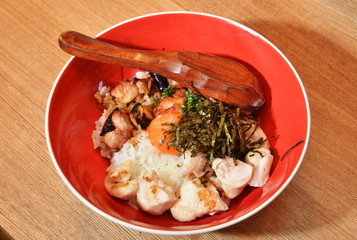 Teriyaki chicken rice bowl , japanese cuisine 