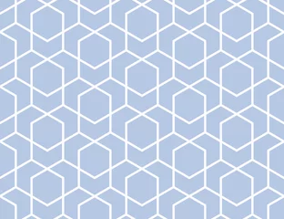 Deurstickers Blauw wit Het geometrische patroon met lijnen. Naadloze vectorachtergrond. Witte en blauwe textuur. Grafisch modern patroon. Eenvoudig rooster grafisch ontwerp