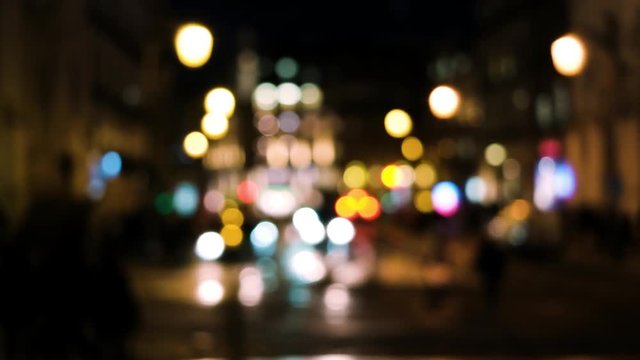 Blurred night traffic car and city lights abstract background