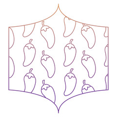 decorative frame with chili pepper pattern over white background, vector illustration
