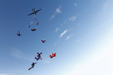 Fototapeta na wymiar Skydiving. Formation jump.
