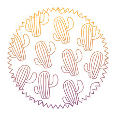 seal stamp with cactus plant pattern over white background, vector illustration