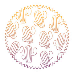 Obraz premium seal stamp with cactus plant pattern over white background, vector illustration
