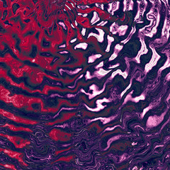 Abstract colorful chaotic violet and red wavy texture. Digital fractal art. 3D rendering.