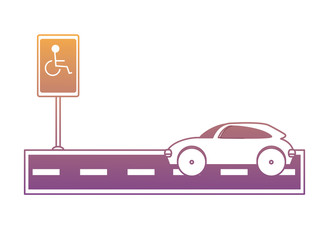 car in Disable Parking Zone over white background, vector illustration