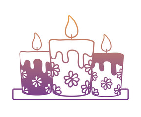 Candles with floral design over white background, vector illustration