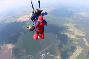 Skydiving. Tandem jump.