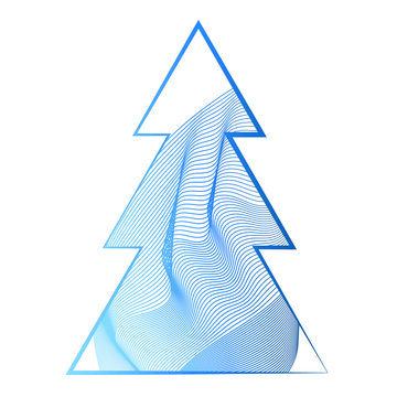 Beautiful cool Christmas tree of lines on a white background
