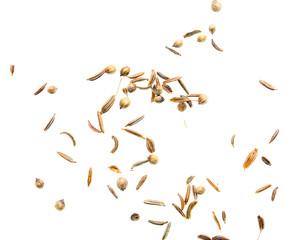 Sesame seeds with bread on white background