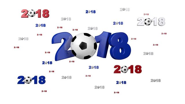 Many Blue Red and White Football 2018 Designs with Balls in Rotation