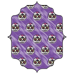 arabic frame with Sugar skulls pattern over white background, vector illustration 