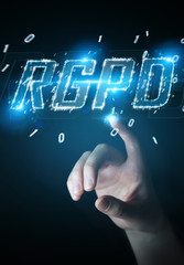 Businesswoman using digital GDPR interface 3D rendering