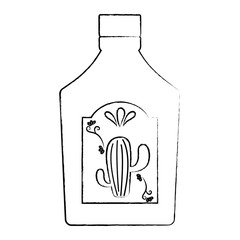 tequila bottle icon over white background, vector illustration