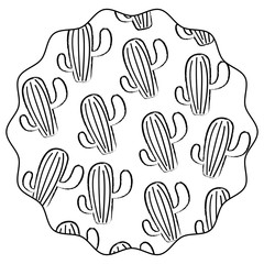 circular frame with cactus plant pattern over white background, vector illustration