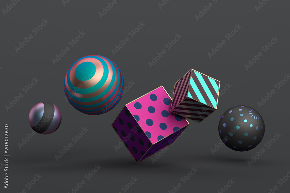 Poster abstract 3d rendering of geometric shapes. minimalistic composition. modern background design for po